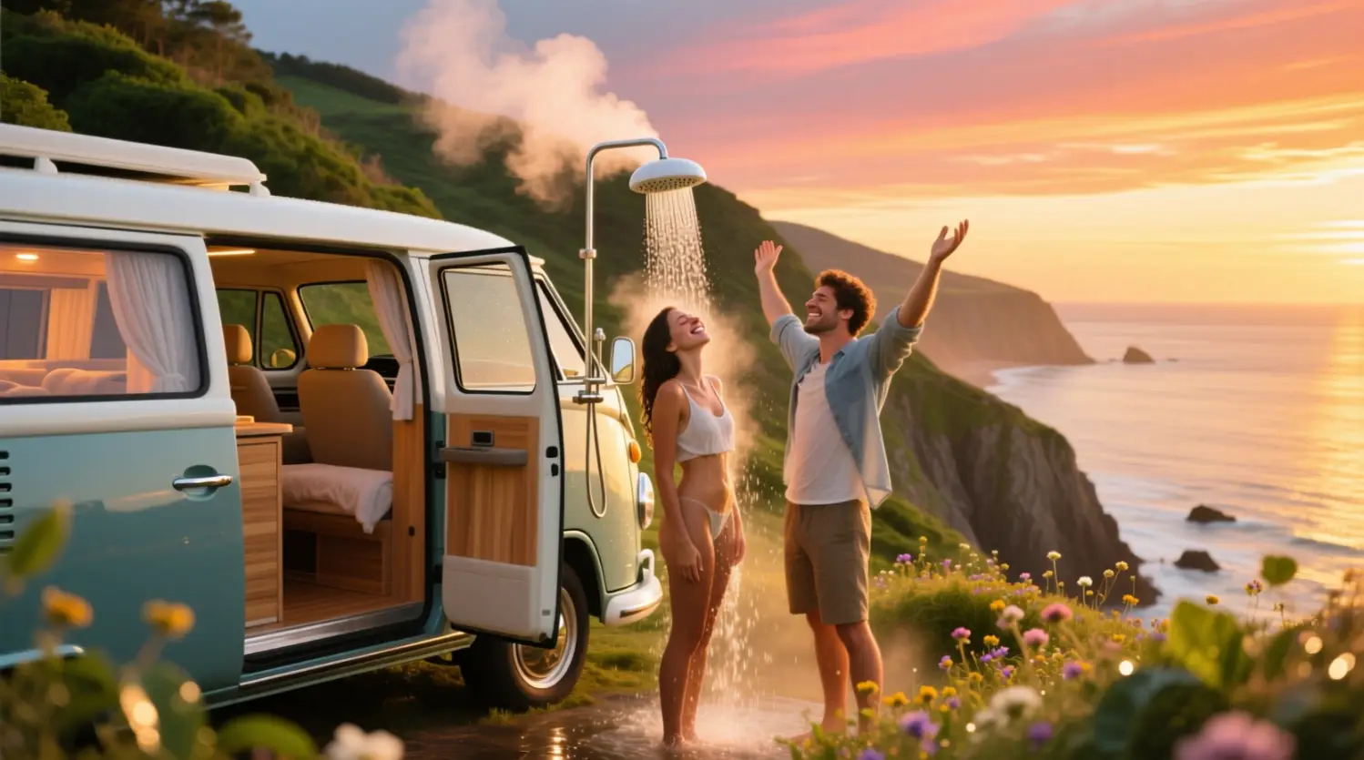 agua caliente furgoneta camper mediana