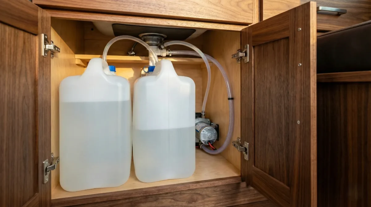 calcular capacidad depositos agua camper bajo lavabo autonomia