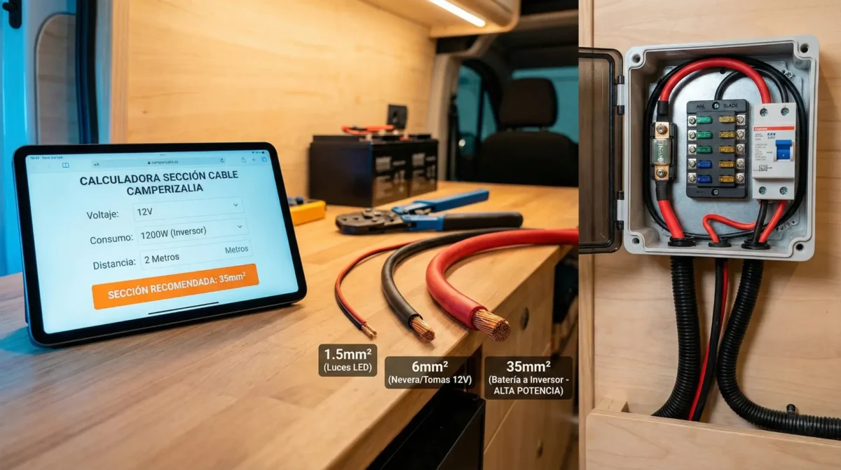 calcular seccion cable para instalacion electrica camper autocaravana