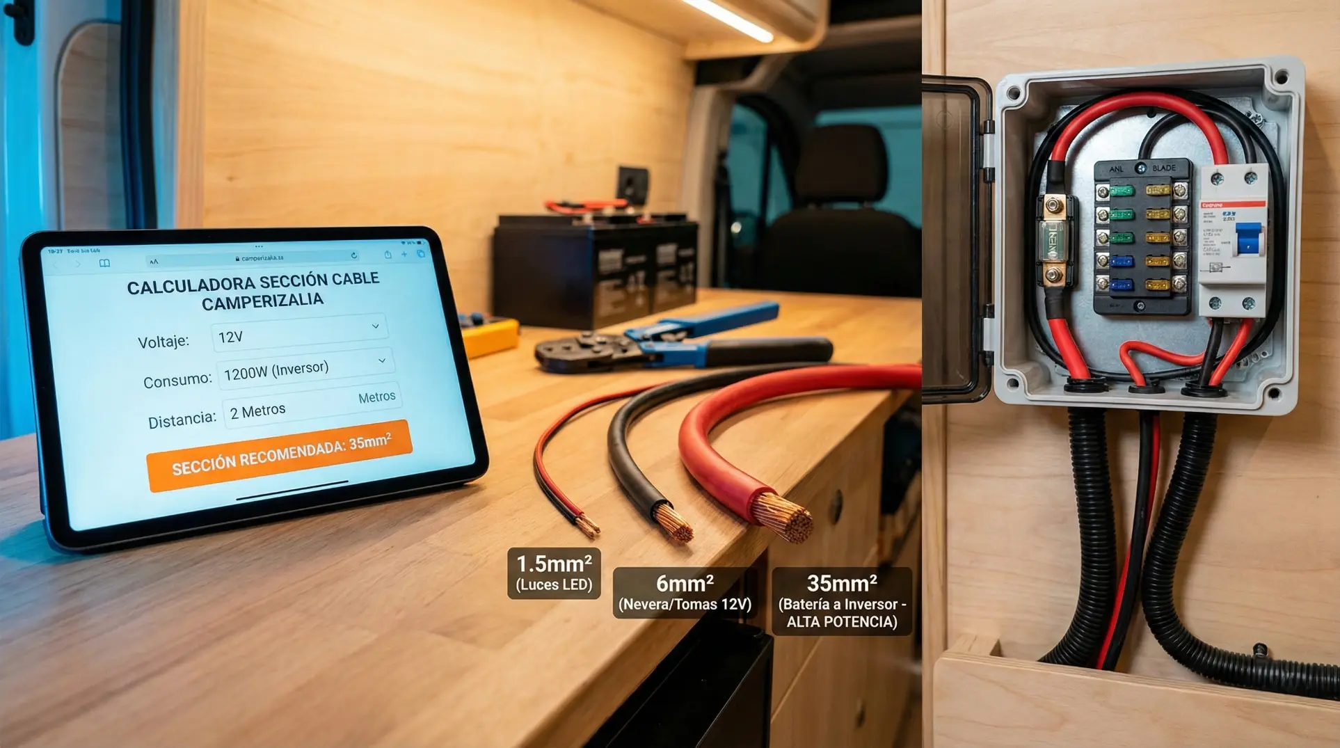 Calcular sección de cable para instalación eléctrica de una camper o autocaravana