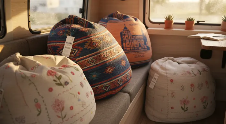 cojines tipo saco para sentar camper