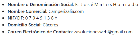 datos para web aviso legal