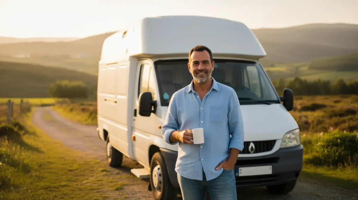 F. José, fundador de Camperizalia, junto a su camper en ruta por España