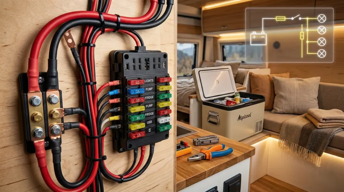 instalacion de fusibles en una autocaravana o camper para protegr riesgos