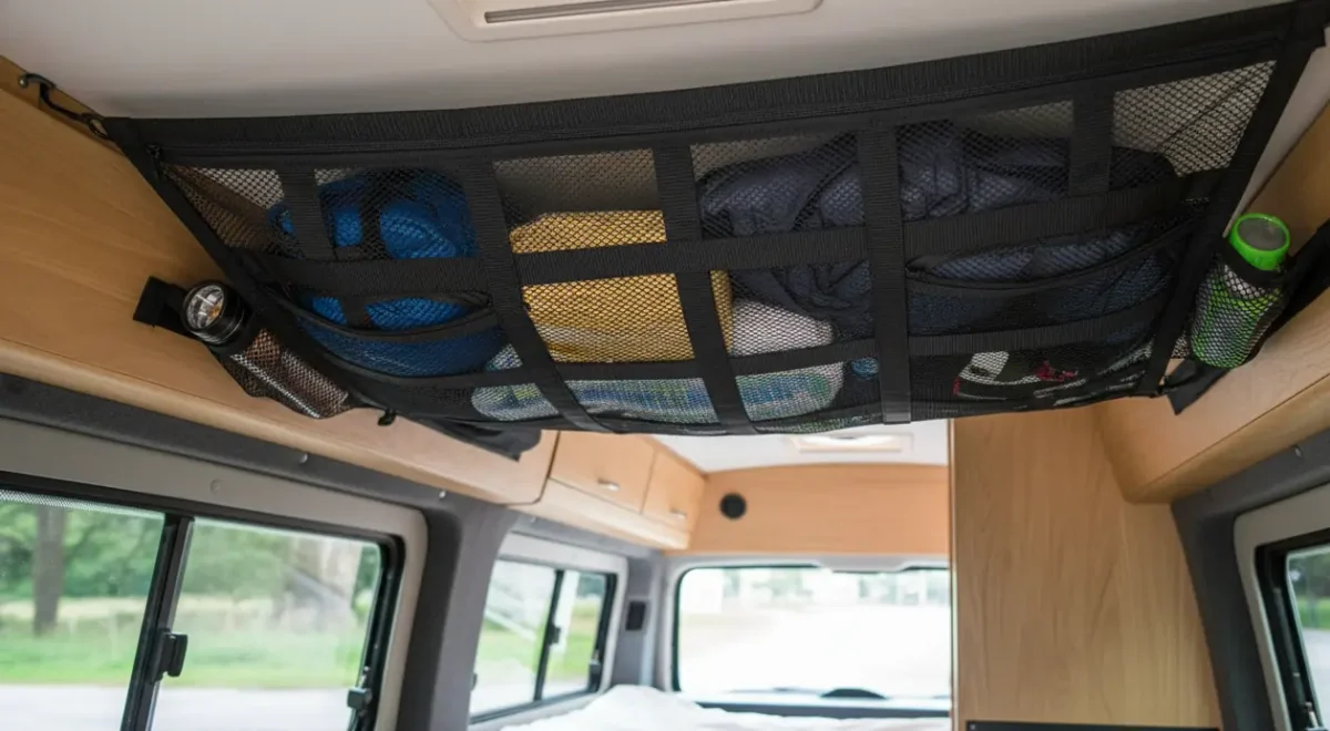 redes almacenaje organizador de techo para camper
