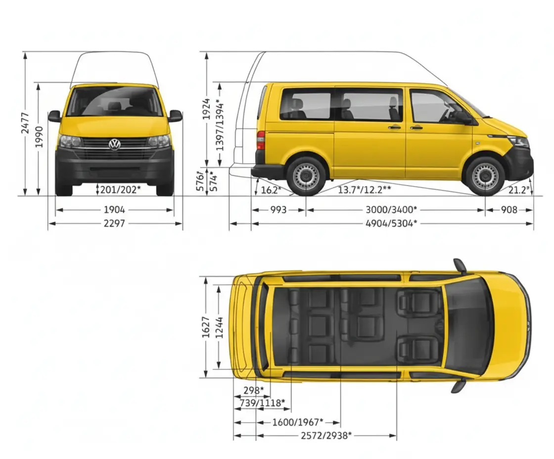 volkswagen caravelle medidas interiores capacidad